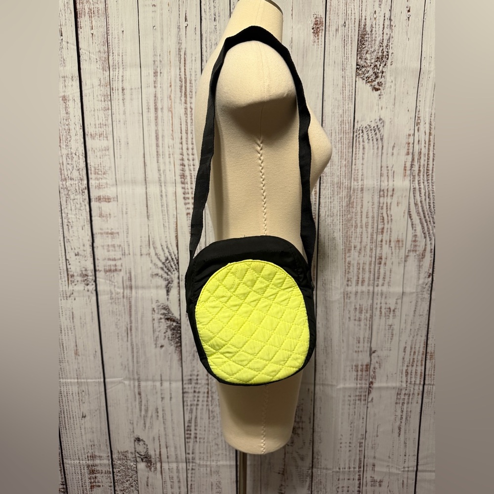 PINK Victoria's‎ Secret Black and Neon Yellow Quilted Crossbody Bag
